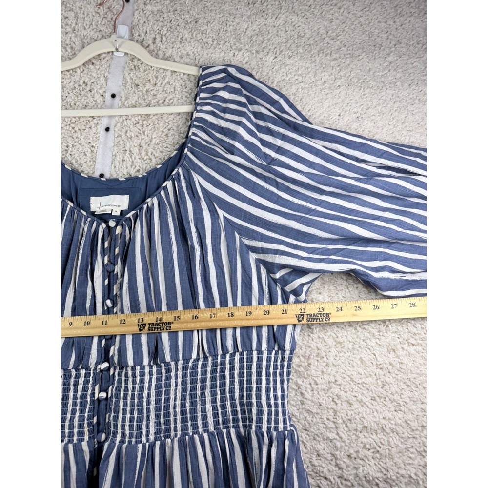 By Anthropologie Sweetheart Midi Dress Women 3XL Blue Striped NWOT Long Sleeve - Picture 8 of 10